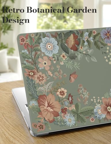 iCasso for M5 MacBook Air 13 inch Case 2026 2025-2022 M4 M3 M2 Model A3449 A3240 A3113 A2681, Sturdy Protective Pattern Shell Case for Mac Air 13.6", Keyboard Cover + Screen Protector,Green Flowers - color: Green Flowers