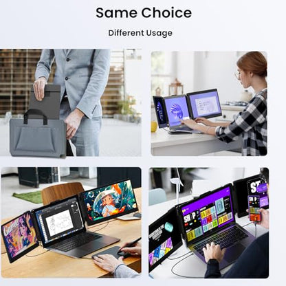 SMISEACOW Laptop Screen Extender Kwumsy S2 Triple Monitor Extender Ultra Slim 14" 1080P FHD IPS Portable Monitor for Laptop with Stand Compatible with Mac Windows Linux PS4/5