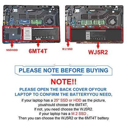 Fancy Buying 62Wh 6MT4T 7V69Y TXF9M 79VRK 07V69Y 0HK6DV 079VRK 0TXF9M Laptop Battery for Dell Latitude 14 5470 E5470 15 5570 E5570 Notebook 15.6 inch Precision 15 3510 M3510 0C1P4 451-BBUN 451-BBTW - size: 9.83*4.05*0.27inch 6MT4T
