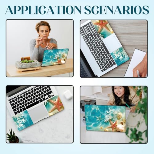 SUPERDANT Laptop Skin Sticker Laptop Decals Sea Shells Personalized Universal Notebook Computer Wrap Vinyl Skin Stickers Cover Art Decal Removable 12-15.6 Inch Waterproof Scratch-Resistant Gifts - style: Seaside