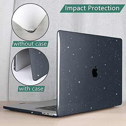 CISSOOK Black Glitter Case for MacBook Pro 13 Inch 2025-2020 Release Model A2338 A2251 A2289 with Touch Bar, Bling Hard Shell Cover Keyboard Skin for MacBook Pro 13 M1 M2 Sparkly | 4in1 Set Bling Hard Shell Cover Keyboard Skin for MacBook Pro 13 M1 M2 A23