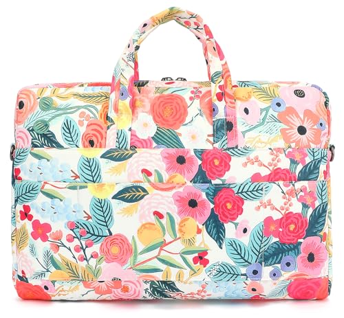 Laptop Shoulder Bag15.6inch women men Waterproof 16inch Computer Bags Women Business Office Work Bag Briefcase 14 inch case - color: Garden Rose