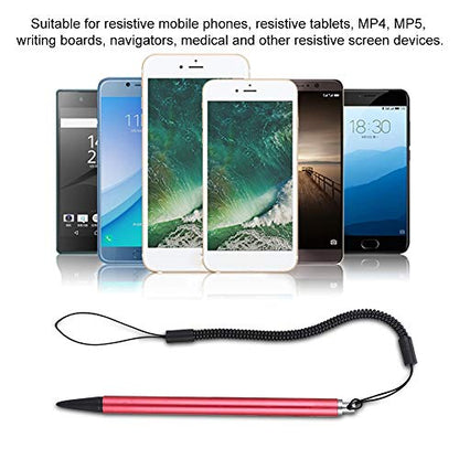Universal Touch Pen, Black/Silver/Red Resistive POS PDA Navigator Tablet Screen Touch Painting Pen with Hanging Spring Rope(Red) - color: Red