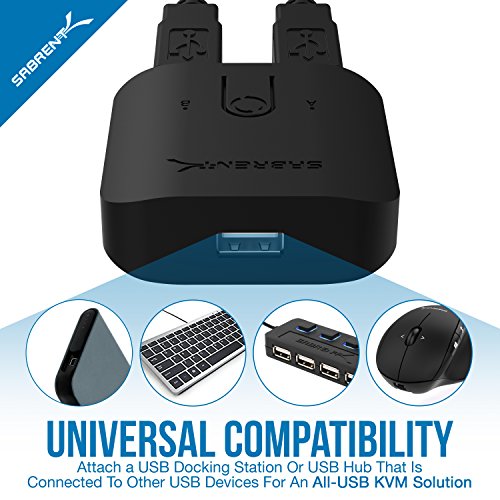 SABRENT USB 2.0 Sharing Switch for Multiple Computers and Peripherals LED Device Indicators (USB-SW20) Black - size: 2-Port Switch