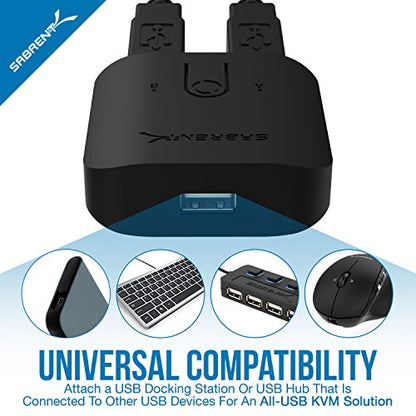 SABRENT USB 2.0 Sharing Switch for Multiple Computers and Peripherals LED Device Indicators (USB-SW20) Black - size: 2-Port Switch