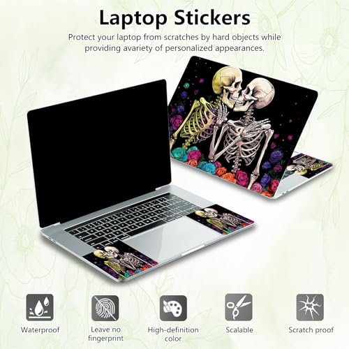 Laptop Skin Sticker Decal, Universal Reusable Vinyl Laptop Cover for 12" 13" 13.3" 14" 15" 15.4" 15.6" Notebook PC, Reusable Waterproof Scratch-Resistant with 2 Wrist Pads,Human Skeleton Skull - color: Human Skeleton Skull