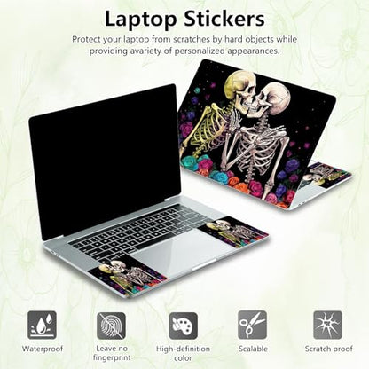 Laptop Skin Sticker Decal, Universal Reusable Vinyl Laptop Cover for 12" 13" 13.3" 14" 15" 15.4" 15.6" Notebook PC, Reusable Waterproof Scratch-Resistant with 2 Wrist Pads,Human Skeleton Skull - color: Human Skeleton Skull