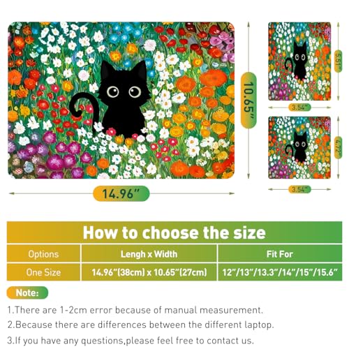 12.1 13 13.3 14 15.4 15.6 Inch Laptop Skin Decal, Laptop Stickers Skins Decals for Notebook PC, Universal Reusable Vinyl Laptop Cover Sticker, Waterproof Art Protector I Cat in Flowers - color: Cat in Flowers