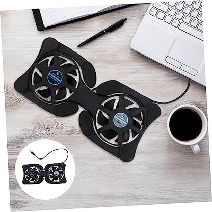 Operitacx Portable Foldable Laptop Cooler with USB Fan Compact Notebook for Enhanced Cooling Energy Saving Design for Travel and Home Use Black