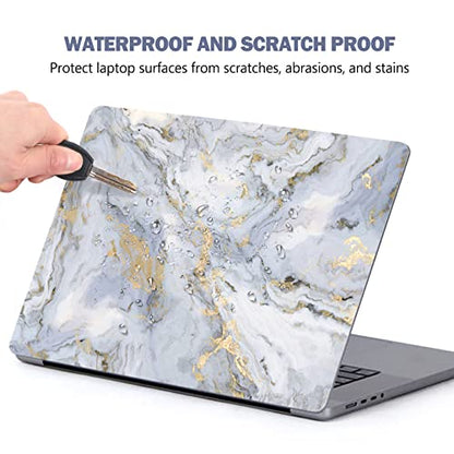 AIMSA Laptop Skin Sticker Decal, 12 13 13.3 14 15 15.4 15.6 inch Laptop Art Decal Protector Notebook Netbook PC 15.6" Universal Vinyl Cover, Grey Gold Marble - color: Grey Gold Marble