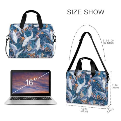 Cute Whale Laptop Case 15.6 in Computer Bag | Waterproof Laptop Briefcase Laptop Bag for Women & Men - color: Cute Whale