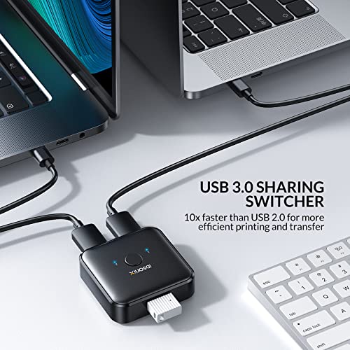IDsonix USB 3.0 Switch 2 Computers Share 1 Device,1 in 2 Out Or 2 in 1 Out Bi-Directional for Printers/Keyboards/Mice, 5Gbps Plug and Play Switcher, 2pcs A to A 3.3ft Cables,Plastic,Black - style: ABS