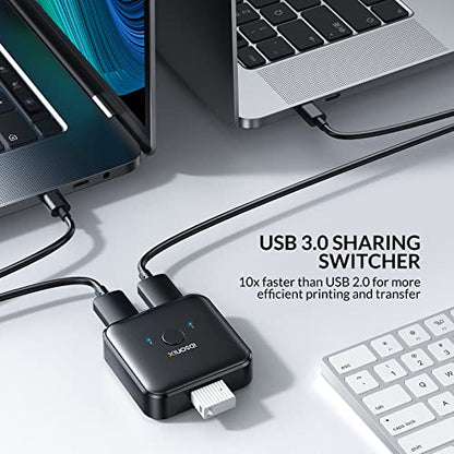 IDsonix USB 3.0 Switch 2 Computers Share 1 Device,1 in 2 Out Or 2 in 1 Out Bi-Directional for Printers/Keyboards/Mice, 5Gbps Plug and Play Switcher, 2pcs A to A 3.3ft Cables,Plastic,Black - style: ABS