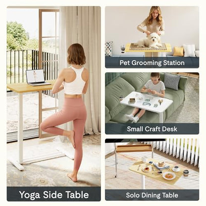 FLEXISPOT 28''Adjustable C Table Gas Spring Mobile Side End Table | Adjustable C table with Wheels, Bedside table for sofa and couch. Laptop Rolling Cart TV Tray, 27.6" W x 15.7" D,Maple - color: Maple, size: 28x16