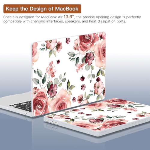 CISSOOK Compatible with MacBook Air 13 inch Case M2 M3 M4 M5 | A3449 A3240 A3113 A2681, 5in1 Set Hard Shell Case Keyboard Cover for MacBook Air 13.6 inch 2022 - 2026, Flower - color: Air13.6inch-Begonia flowers