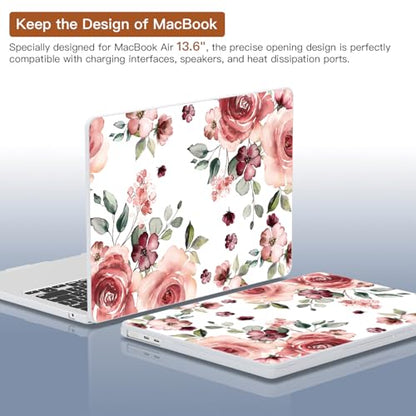 CISSOOK Compatible with MacBook Air 13 inch Case M2 M3 M4 M5 | A3449 A3240 A3113 A2681, 5in1 Set Hard Shell Case Keyboard Cover for MacBook Air 13.6 inch 2022 - 2026, Flower - color: Air13.6inch-Begonia flowers