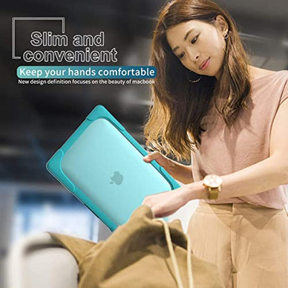 Batianda Heavy Duty Case for MacBook Pro 14 inch 2026-2021, Blue | Fits M5/M4/M3/M2/M1 Pro Max Chip, Ergonomic Foldable Stand Holds 22 lbs, Shockproof Bumper, Matte Translucent Hard Shell - color: Cyan