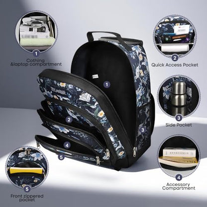 20" 2-in-1,Wheeled Travel Luggage Bag w/Telescopic Handle | Rolling Travel Luggage w/2 Wheels,Trolley Suitcase,Spacious Storage Design,2561-20''-Blue Lilies - color: JH-2561-Blue Lilies-20