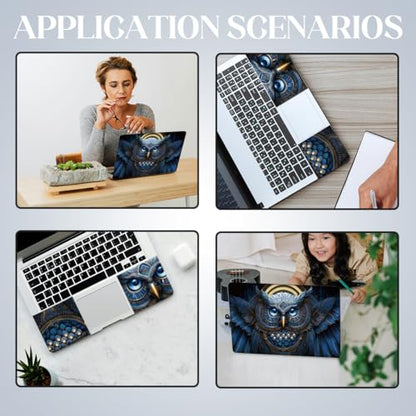 SUPERDANT Laptop Skin Sticker Blue Owl Laptop Decals Personalized Universal Notebook Computer Wrap Vinyl Skin Stickers Cover Art Decal Removable 12-15.6 Inch Waterproof Scratch-Resistant Gifts - style: Blue owl