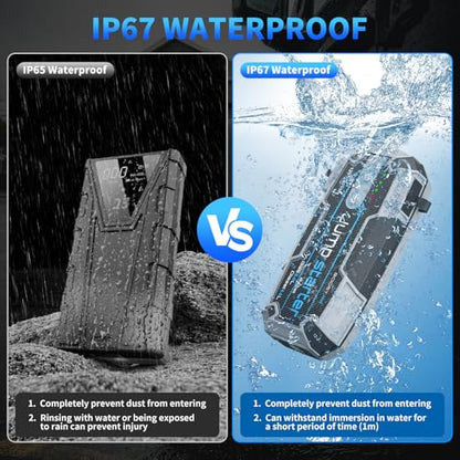 2000A Battery Jumper PD100W Fast Charging Portable Power Bank IP67 Waterproof Jump Box for Car,Exclusive Magnetic Hook, 4 Mode LED Flashlight,12V Portable Battery Booster for Cars Trucks SUV