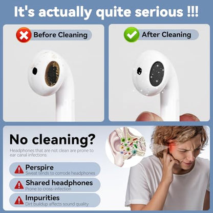 for Airpods Cleaner Kit,Bluetooth Earbuds 3 in 1 Multi-Function Cleaning Pen and Cleaning Putty,for Airpods Pro Phone Charging Port,Earbuds,Headphone, iPod,Case,iPhone,ipad,Laptop (White) - color: white