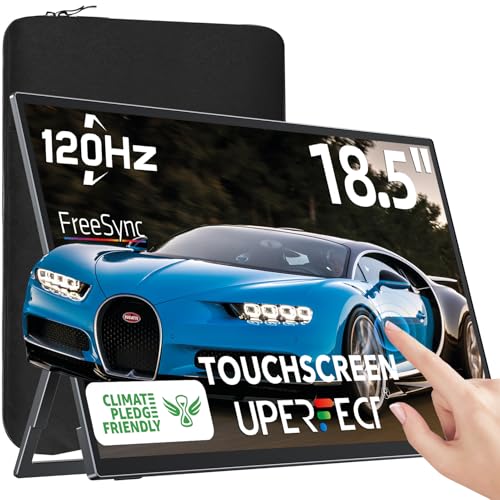 UPERFECT Portable Monitor 18.5-inch 120HZ Touchscreen 100% sRGB w/VESA & Stand 180° Adjustable Ultra-Slim & Lightweight Frameless FHD FreeSync IPS HDR Gaming Display, Travel Second Monitor for Laptop | 100% sRGB Ultra-Slim Lightweight Frameless FHD FreeSy