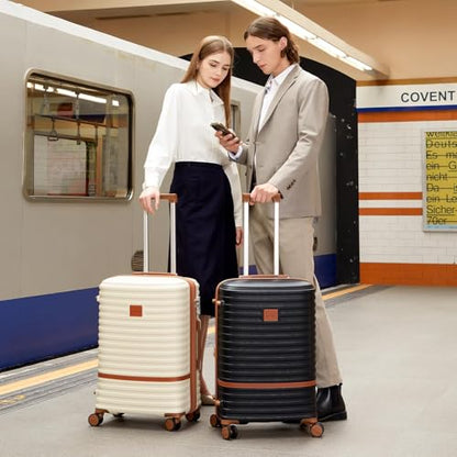 Joyway Expandable Carry on Luggage Sets Airline Approved, Lightweight Hard Shell 20 Inch Carry-on Suitcase with Spinner Wheels - color: Black, size: Carry on luggage