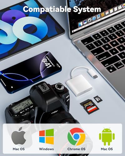 USB-C SD Card Reader, Dual Slot SD/MicroSD Adapter for iPhone 17/16/15 | Compatible with iPad & Laptop • Trail Camera Viewer • Plug & Play • Supports SD/MicroSD Cards • Photo & Video Transfer