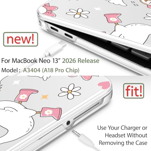 May Chen Compatible with MacBook Neo 13 inch Case 2026 Model A3404, Plastic Hard Shell,Keyboard Cover,Screen Protector,Dust Plug, for MacBook Neo 13" with A18 Pro Chip, Cute Goose Spring - color: Cute Goose Spring