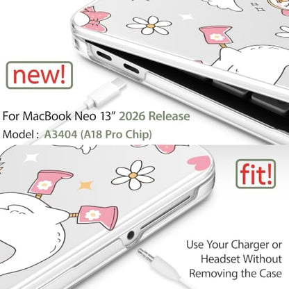 May Chen Compatible with MacBook Neo 13 inch Case 2026 Model A3404, Plastic Hard Shell,Keyboard Cover,Screen Protector,Dust Plug, for MacBook Neo 13" with A18 Pro Chip, Cute Goose Spring - color: Cute Goose Spring