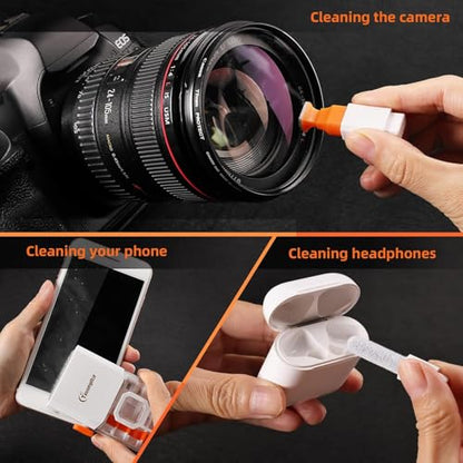 All-in-1 Keyboard Cleaner Laptop Cleaning Kit,Computer Screen-Safe Tools | MacBook iPad iPhone,Electronics Brush Tool for PC Camera Lens Earbuds,Deep Cleaning Spray Cloth, High-Density Soft Brush - color: Bright White