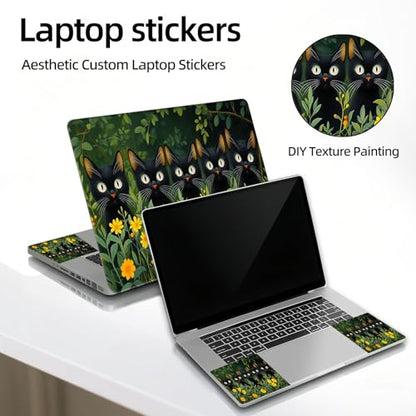Universal Laptop Skin Sticker Decal, 12"-15.6" Aesthetic Vinyl Wrap, Black Cats Garden Waterproof Notebook Cover Art Protector for MacBook HP Dell Lenovo, Fits 13" 14" 15" 15.6" - color: Black Cats Garden