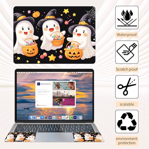 15.6 Inch Laptop Skin Sticker, Reusable Vinyl Cover Protector with 2 Wrist Pad Skins, Removable Waterproof Scratch-Resistant for 12-15.6 Inch Laptop Notebook,Cute Witches Wearing Wi - color: Cute Witches Wearing Wi