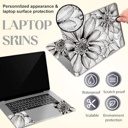SUPERDANT 3 Sheet Linear Floral Laptop Decal 14.96x10.63inch Trimmable PVC Laptop Skin Sticker Reusable for 12 13 14 15 15.6 inch Notebook Colorful - style: Linear Floral