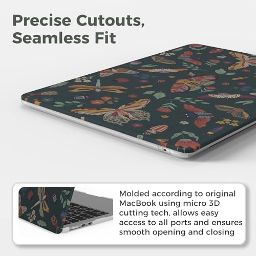 iCasso for M5 MacBook Air 13 inch Case 2026 2025-2022 M4 M3 M2 Model A3449 A3240 A3113 A2681, Sturdy Protective Hard Shell Case for Mac Air 13.6", Keyboard Cover + Screen Protector,Green Butterfly - color: Butterfly Green