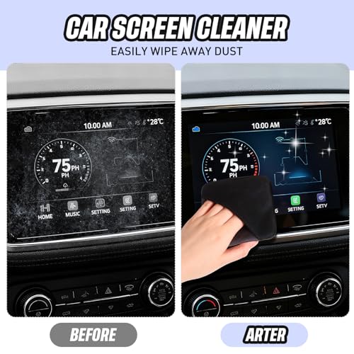 Hahafelt 4 Pcs Car Screen Cleaner Car Touch Microfiber Screen Cleaner Cloth Cleaning Wipes Interior Pad for Vehicle Dashboard LCD Accessories 4.13×4.13 Inches(Square) - style: Square