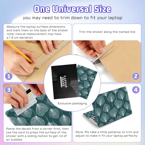 Universal Laptop Skin Sticker Decal, Compatible with MacBook HP Dell Lenovo 12"-15.6", Reusable Vinyl Notebook Cover 3PCS Set, High-Recognition Film-Dark Green Ginkgo Leaf - color: Dark Green Ginkgo Leaf