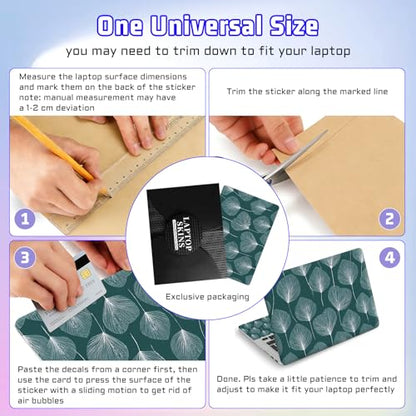 Universal Laptop Skin Sticker Decal, Compatible with MacBook HP Dell Lenovo 12"-15.6", Reusable Vinyl Notebook Cover 3PCS Set, High-Recognition Film-Dark Green Ginkgo Leaf - color: Dark Green Ginkgo Leaf
