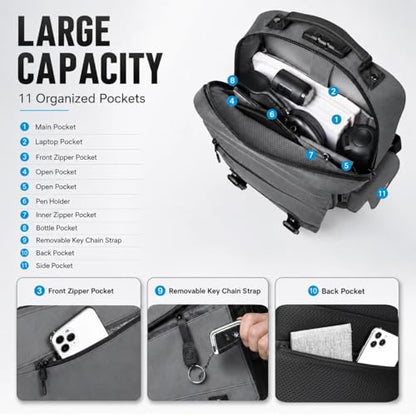 Sling Bag Large Capacity: Crossbody Bag for Men Fits 15.6 Inch Laptop A4 Files with Anti Theft USB Port - color: 39-grey