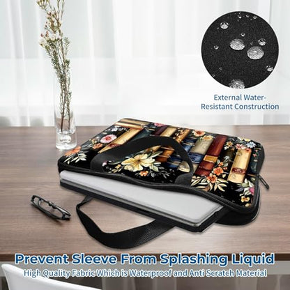 Laptop Sleeve with Handle 15.6 Inch, Waterproof Laptop Case Bag, Flower Book Pattern Design Computer Sleeve Compatible with MacBook Air, Pro, HP, Dell, Lenovo, ASUS - color: Flower Book, size: 15inch(15-15.6")
