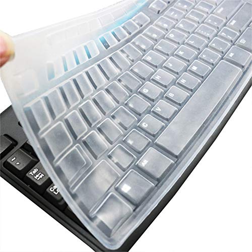 Ultra Thin Desktop Silicone Clear Keyboard Cover Skin Protector Compatible for Logitech MK370 MK270 Wireless Keyboard & Logitech K200 K260 K270 MK200 MK260 Keyboard (NOT for Other Desktop Keyboards) - color: Transparent
