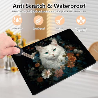 Laptop Skin Sticker Decal 15.6 Inch,12 13 13.3 14 15 15.6 in Laptop Netbook Skins for Notebook,Art Decal Removable Waterproof Scratch Resistant,Universal Vinyl Cover,Cute Cat Floral - color: Cute Cat Floral