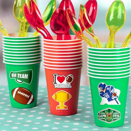 Haooryx Football Sport Stickers Rolls - 1000 Pcs Football Rugby Rugger Waterproof Vinyl Reusable Laptop Stickers Scrapbook Water Bottle Page Activity Pad Birthday Party Favor Kids Skateboard - style: Football 2Roll