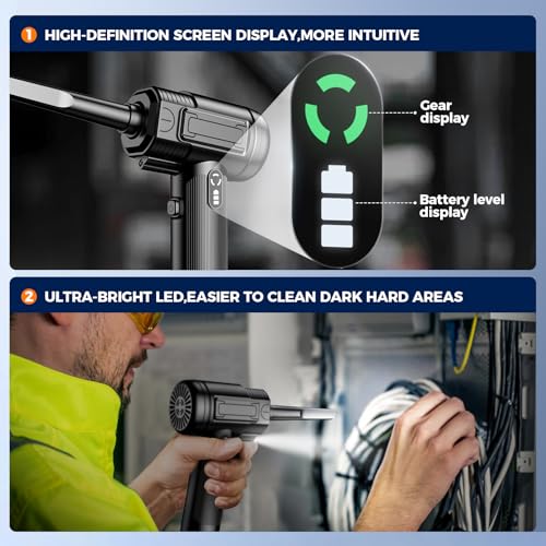 Compressed Air Duster, Rechargeable Electric Air Blower with Multiple Attachments, Cordless Dust Cleaner for Keyboard and Electronics