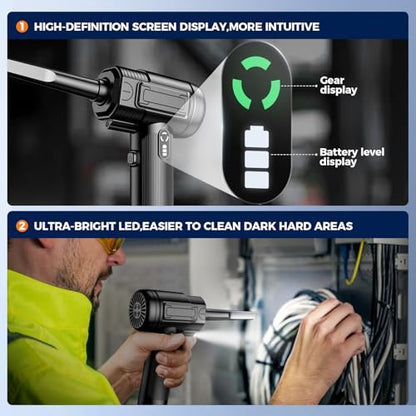Compressed Air Duster, Rechargeable Electric Air Blower with Multiple Attachments, Cordless Dust Cleaner for Keyboard and Electronics