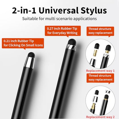 Stylus(10 PCS),Stylus Pen for Touchscreen iPad.2-in-1 Universal Stylus | High Sensitivity,Rubber Tip,Metal barrel,,No Charging,Compatible with iPad,iPhone,Tablets,and Android Tablets Devices - color: Grey/Gold/Purple/Green/Blue/White/Silver/Black
