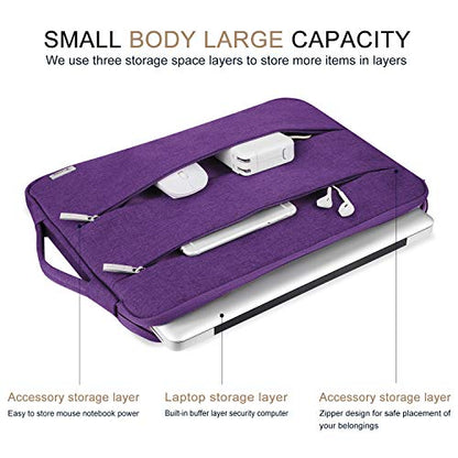Voova 13 13.6 Inch Laptop Sleeve Case Compatible with MacBook Air 13 M1/M2/M3/M4 2020-2025, MacBook Pro 13/14, IPad Air/Pro 13, Waterproof Slim Computer Bag Cover with Handle, Purple - color: Purple, size: 12.6-13.6 Inch