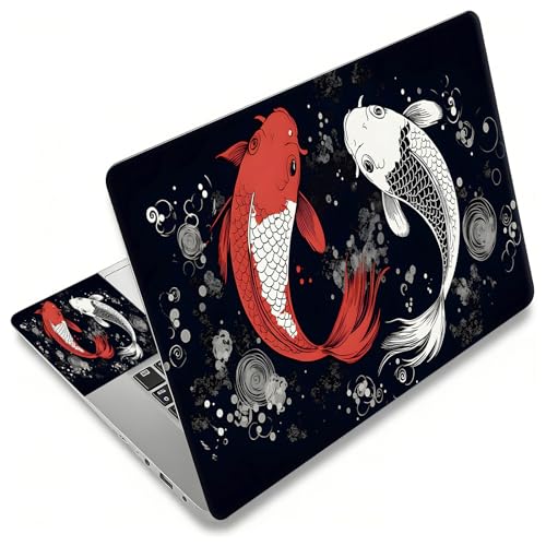Laptop Skin Sticker Decal, Universal Reusable Vinyl Laptop Cover for 12" 13" 13.3" 14" 15" 15.4" 15.6" Notebook PC, Waterproof Scratch-Resistant with 2 Wrist Pads, Easy to Apply & Remove,Art Koi Fish - color: Art Koi Fish