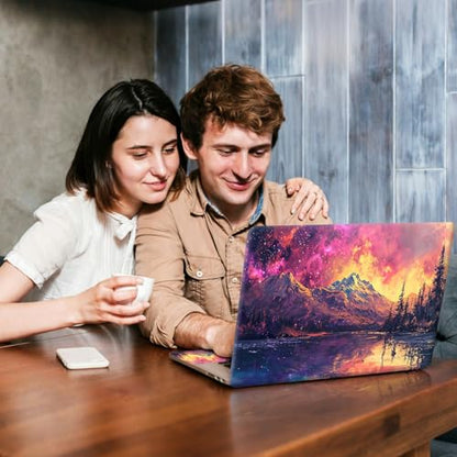 Universal Laptop Skin Sticker Decal, Compatible with MacBook HP Dell Lenovo 12"-15.6", Reusable Vinyl Notebook Cover 3PCS Set, High-Recognition Film-Galaxy Mountains with Lake - color: Galaxy mountains with lake