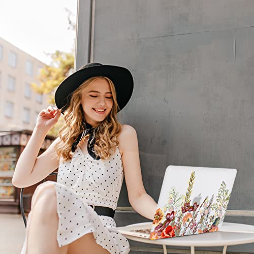Case for MacBook Air 13-inch Laptop M5 M4 M3 M2 A3449 A3240 A3113 A2681 2026-2022 Release with Touch ID, 3D Effect Matte Clear See Through Hard Cover&Keyboard Cover, Field Flowers - color: Yellow Red